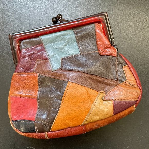 Vintage Leather Patchwork Leather Clutch Purse - Picture 1 of 16